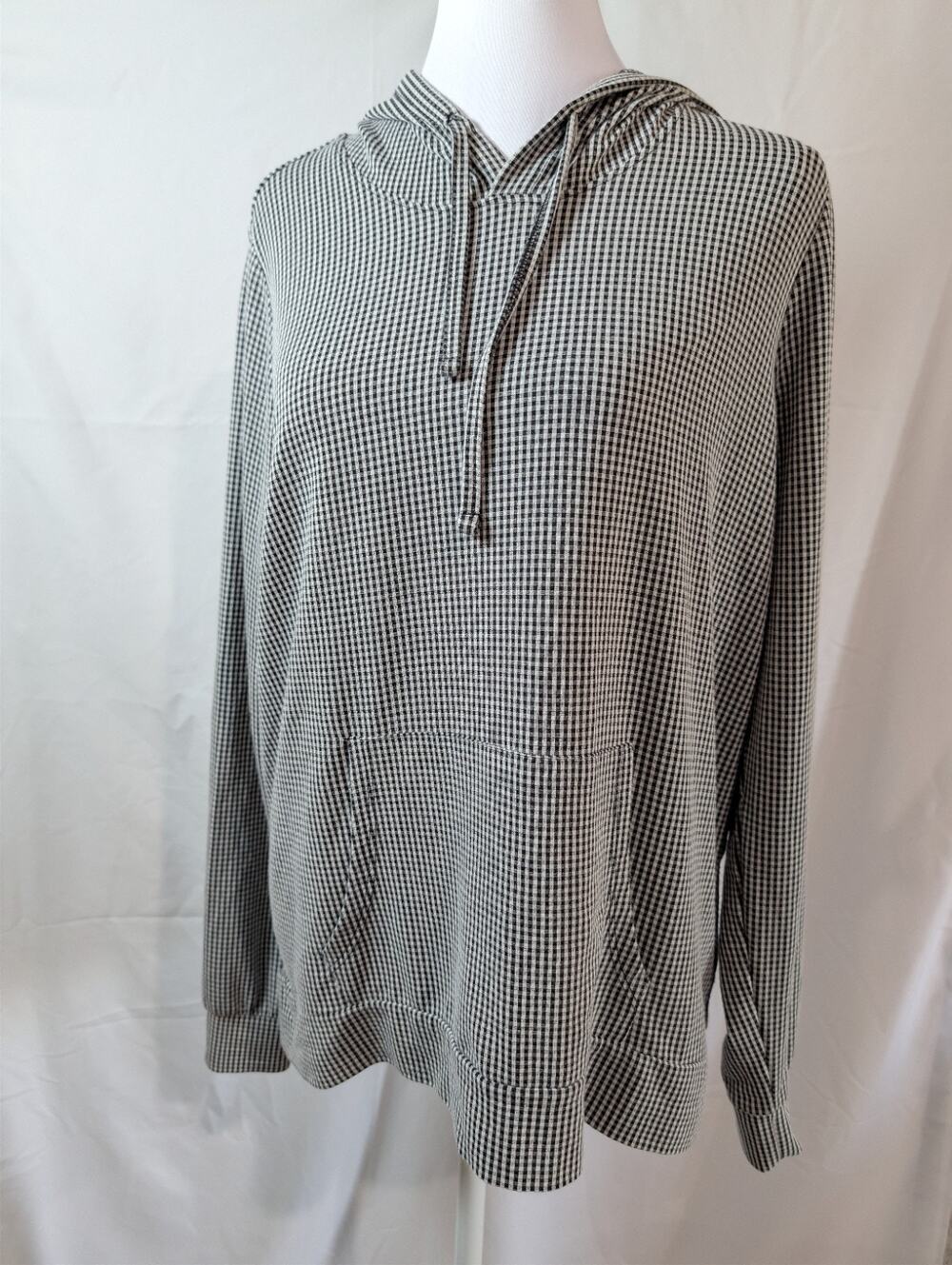Weatherproof Lightweight Sweatshirt Women's Hooded Gingham Size Medium Shirt Top